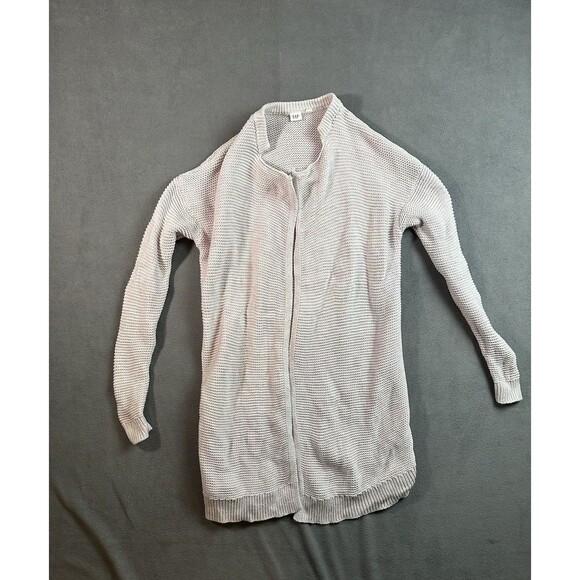 Gap Long Sleeve Open Front Cardigan Sweater Women Size Small Pink/white - Picture 1 of 5